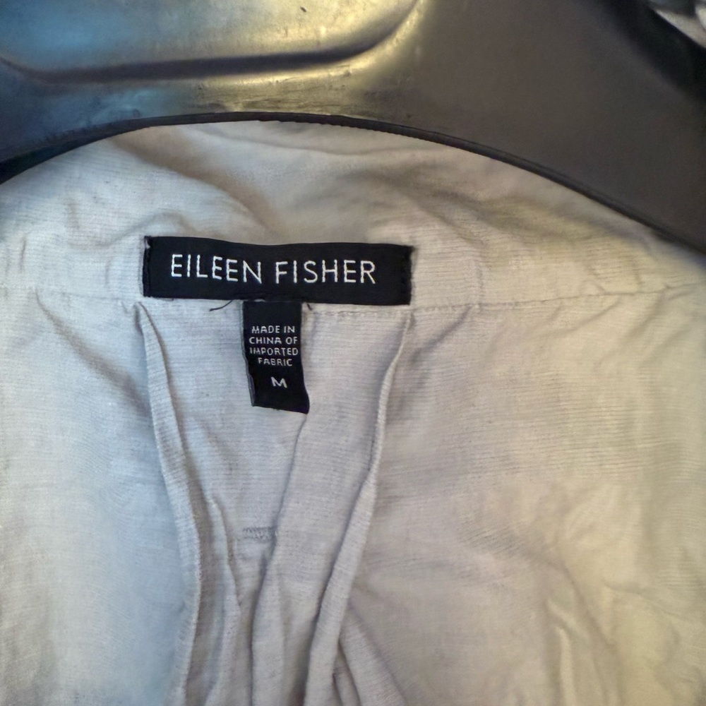 Eileen Fisher Jacket Rumpled Organic Cotton Blend M Medium zip hooded A Line - Picture 13 of 14